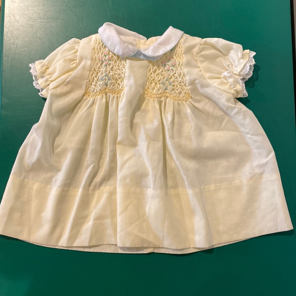 Hand smocked vintage baby dress